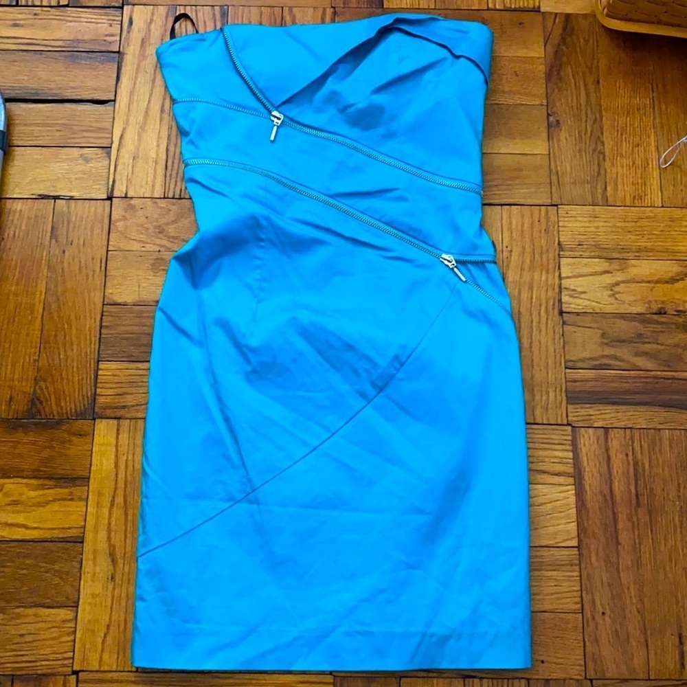 bebe blue strapless dress size: XS